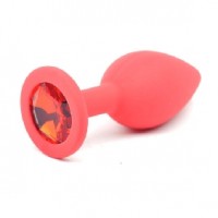 Anal Plug with Red Diamond Small Size Silicone